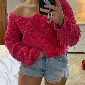 Hot pink sweater!